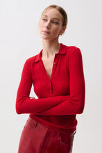 Load image into Gallery viewer, Pistola Elise Featherweight Polo Henley in Savvy Red