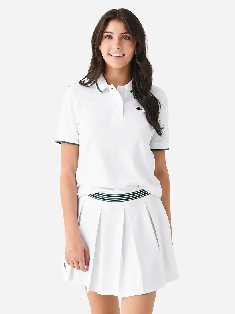 Lacoste x Bandier Performance Pique Polo in White/Green