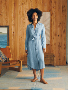 Faherty Tried and True Chambray Midi Shirtdress Serge+ Jane Faherty Tried and True Chambray Midi Shirtdress Serge+ Jane