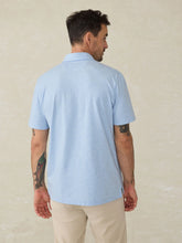 Load image into Gallery viewer, Faherty Mens Short-Sleeve Movement Polo Shirt in Cardiff Blue Heather