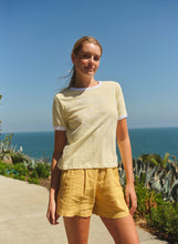 Load image into Gallery viewer, Sundry La Cote D'Azur Short Sleeve Boxy Ringer Crew Tee in Butter Cream