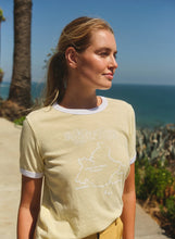 Load image into Gallery viewer, Sundry La Cote D'Azur Short Sleeve Boxy Ringer Crew Tee in Butter Cream