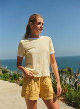 Load image into Gallery viewer, Sundry La Cote D'Azur Short Sleeve Boxy Ringer Crew Tee in Butter Cream
