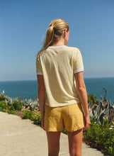 Load image into Gallery viewer, Sundry La Cote D'Azur Short Sleeve Boxy Ringer Crew Tee in Butter Cream