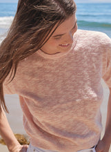 Load image into Gallery viewer, Sundry Short Sleeve Crew Sweater with Contrast Stitching in Faded Pick - FINAL SALE