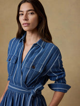 Load image into Gallery viewer, Faherty Island Tide Julia Wrap Dress in Indigo Drift Stripe - FINAL SALE