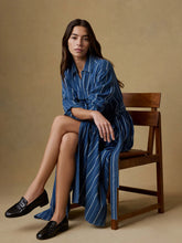 Load image into Gallery viewer, Faherty Island Tide Julia Wrap Dress in Indigo Drift Stripe - FINAL SALE