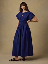 Load image into Gallery viewer, Faherty Coastal Poplin Elia Smocked Dress in Ocean Cavern - FINAL SALE