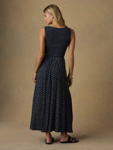 Load image into Gallery viewer, Faherty Sophia Smocked Dress in Navy Lotus Floral