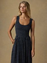 Load image into Gallery viewer, Faherty Sophia Smocked Dress in Navy Lotus Floral