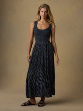 Load image into Gallery viewer, Faherty Sophia Smocked Dress in Navy Lotus Floral