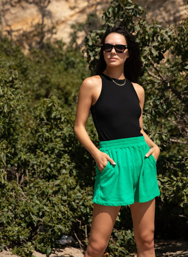 Stateside Softest Fleece Pleated Short - Kelly