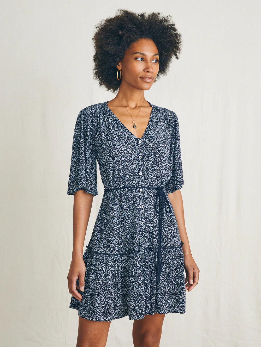 knee length dresses for ladies Sun Strider Linen Camille Mini Dress - Flax main image 1