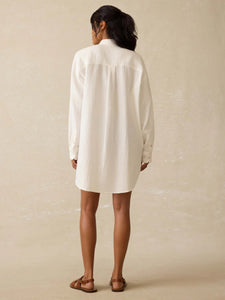 Faherty Dune Cotton Gauze Haze Shirtdress in White
