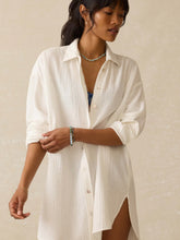 Load image into Gallery viewer, Faherty Dune Cotton Gauze Haze Shirtdress in White