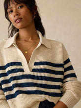 Load image into Gallery viewer, Faherty Miramar Linen Polo in Ocean Ties Stripe