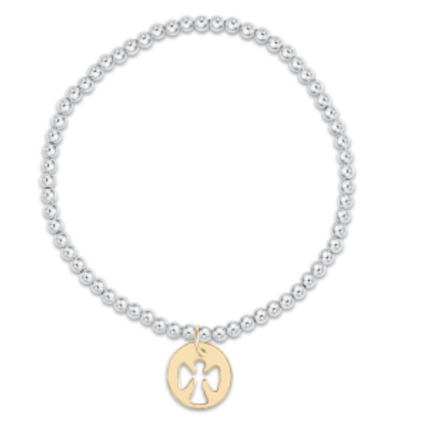 enewton Classic Sterling Mixed Metal 3mm Bead Bracelet - Guardian Angel Gold Disc