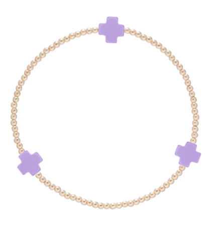 enewton Signature Cross Gold Pattern 2mm Bead Bracelet - Purple