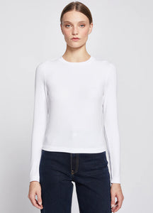 Stateside 2x1 Fine Rib L/S Cropped Tee in White