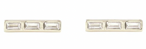 Kris Nations Triple Baguette Bar Earrings in Sterling Silver