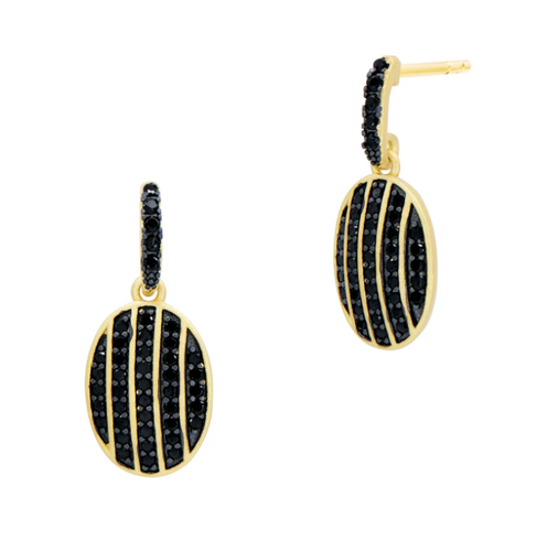FREIDA ROTHMAN Industrial Finish Oval Cobblestone Drop Earrings