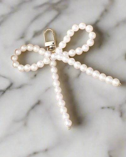 Nash Grey White Beaded Bow Charm