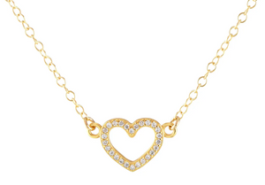 Kris Nations Heart Crystal Outline Charm Necklace
