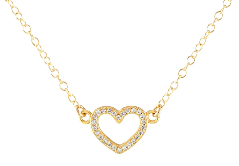 Kris Nations Heart Crystal Outline Charm Necklace