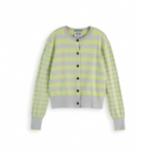 Load image into Gallery viewer, Scotch and Soda Crew Neck Relaxed Cardigan in Light Grey Melange Stripe