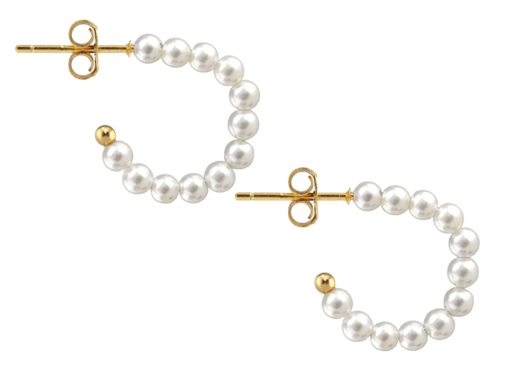 Kris Nations Freshwater Pearl Huggies Post Hoop Earrings