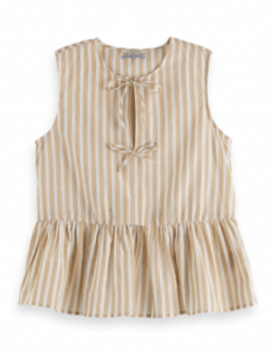 Scotch and Soda Bow Details Top in Desert Sand Stripe with Lurex - FINAL SALE