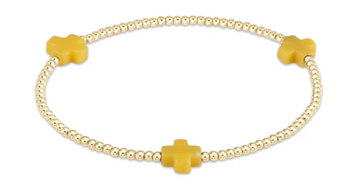 enewton Signature Cross Gold Pattern 2mm Bead Bracelet - Canary
