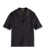 Scotch and Soda Crochet Polo - Charcoal Art