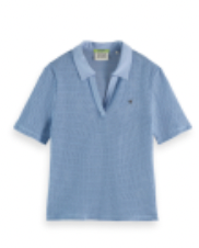 Scotch and Soda Crochet Polo - Faded Denim