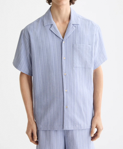 Scotch and Soda Mens Tonal-striped short-sleeved shirt
