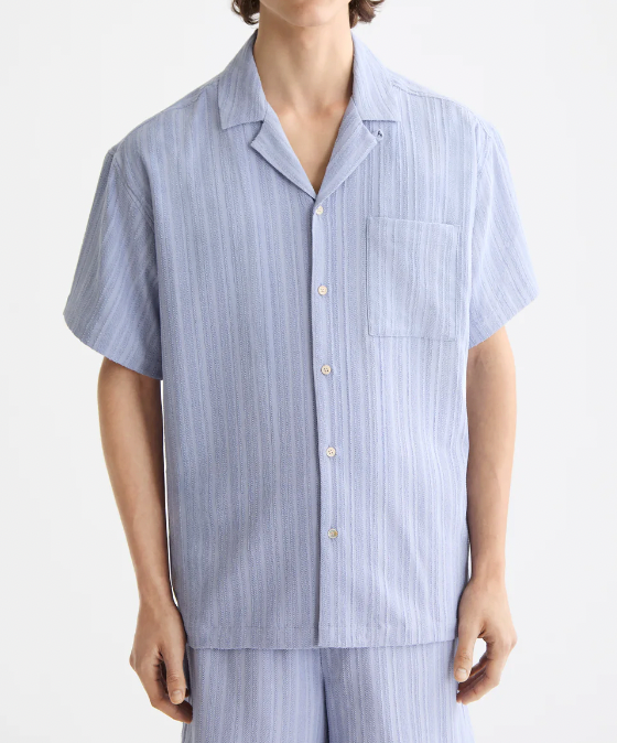 Scotch and Soda Mens Tonal-striped short-sleeved shirt