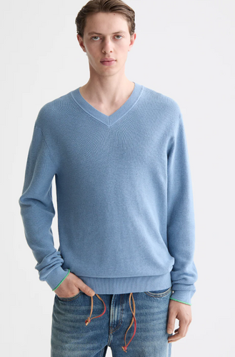 Scotch and Soda Mens Regular-fit cotton linen v-neck