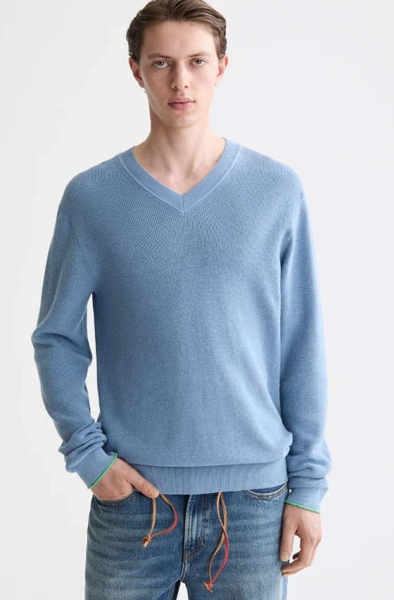 Scotch and Soda Mens Regular-fit cotton linen v-neck