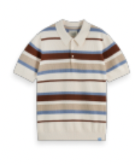 Scotch and Soda Mens Regular-fit knitted striped polo