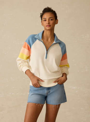 Faherty Cabana Towel Terry Quarter Zip - Sunrise Sail - FINAL SALE