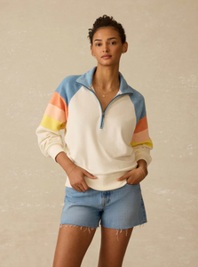 Faherty Cabana Towel Terry Quarter Zip - Sunrise Sail - FINAL SALE