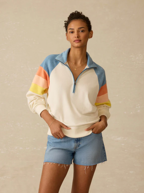 Faherty Cabana Towel Terry Quarter Zip - Sunrise Sail - FINAL SALE