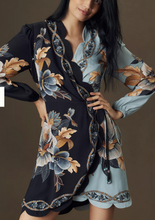 Load image into Gallery viewer, Farm Rio Snake Garden Mix LS Wrap Mini Dress