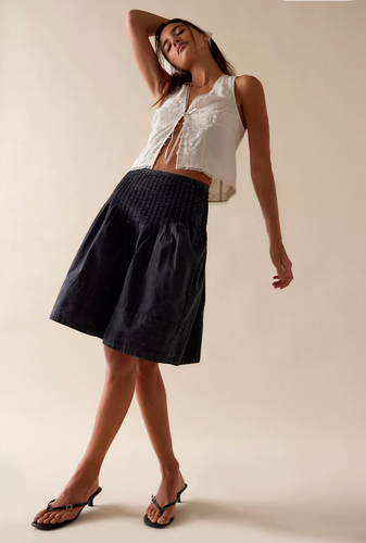 Free People Peyton Pintuck Midi - washed black