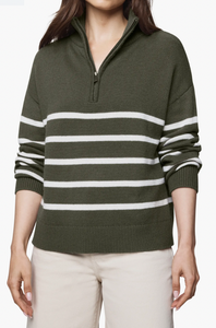 Splendid Georgie Stripe Oversize Quarter Zip Sweater