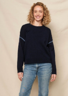 Sundry Crew With Baseball Stitching in Deep Navy
