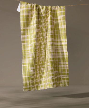 Geometry Orchard Plaid Green Tea Towel
