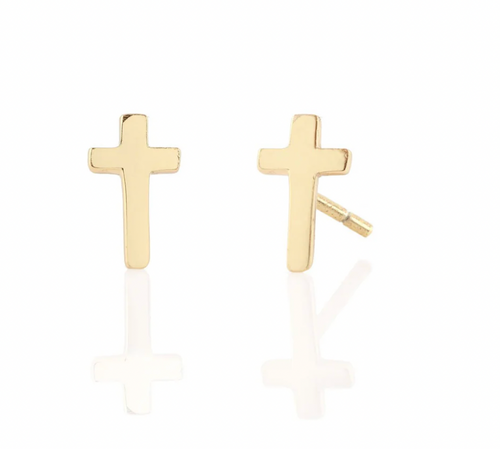 Kris Nations Cross Stud Earrings in 18k Gold Vermeil