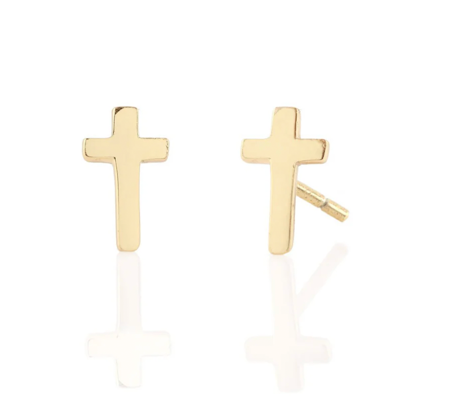 Kris Nations Cross Stud Earrings in 18k Gold Vermeil