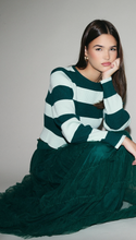 Load image into Gallery viewer, Sunday Edition Frilled Tiered Mesh A-Line Midi Skirt in Hunter Green